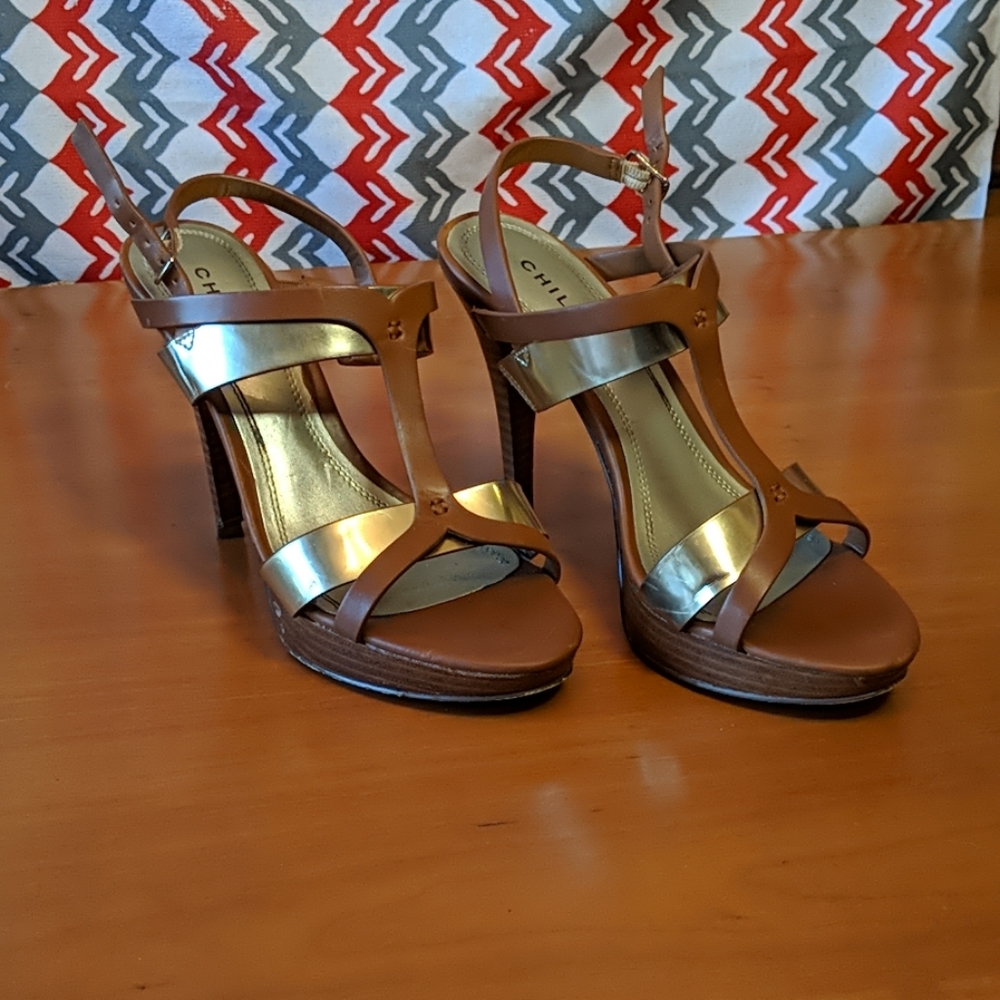Strapy heels gold and brown